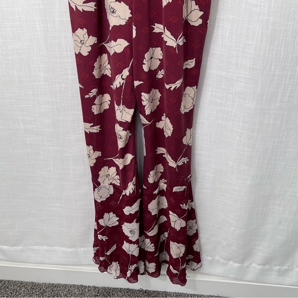 Free People Austyn Ruffle Floral Jumpsuit Coastal Cowgirl Bell Bottoms Sz L - Picture 12 of 15